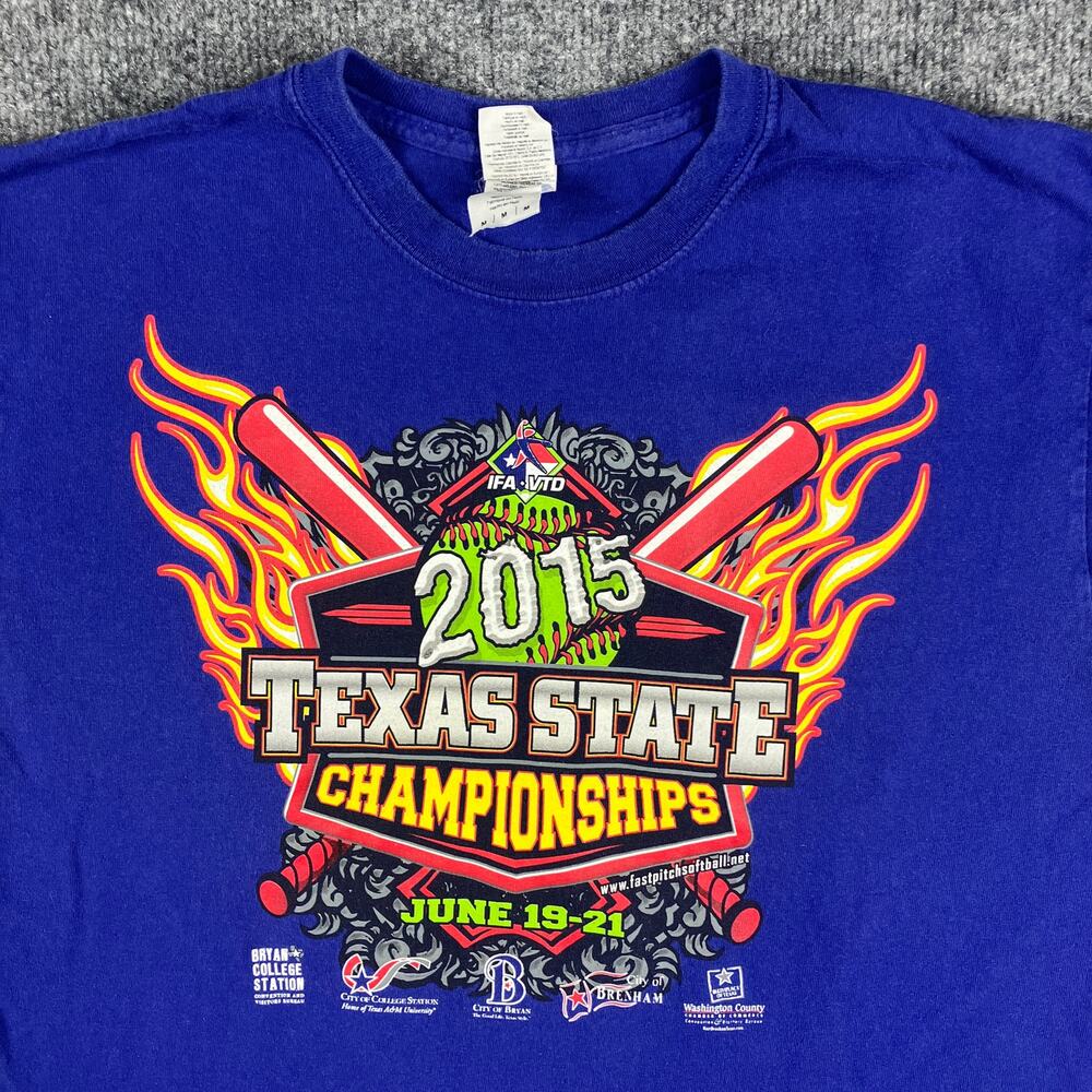 Gildan T-Shirt Mens M Blue Texas State Championship Graphic‎ Short Sleeve